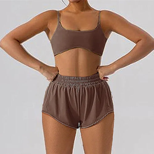 1 or 2PC Yoga Set Mini Shorts & Sport Bra