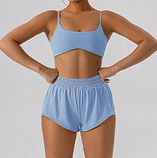 1 or 2PC Yoga Set Mini Shorts & Sport Bra