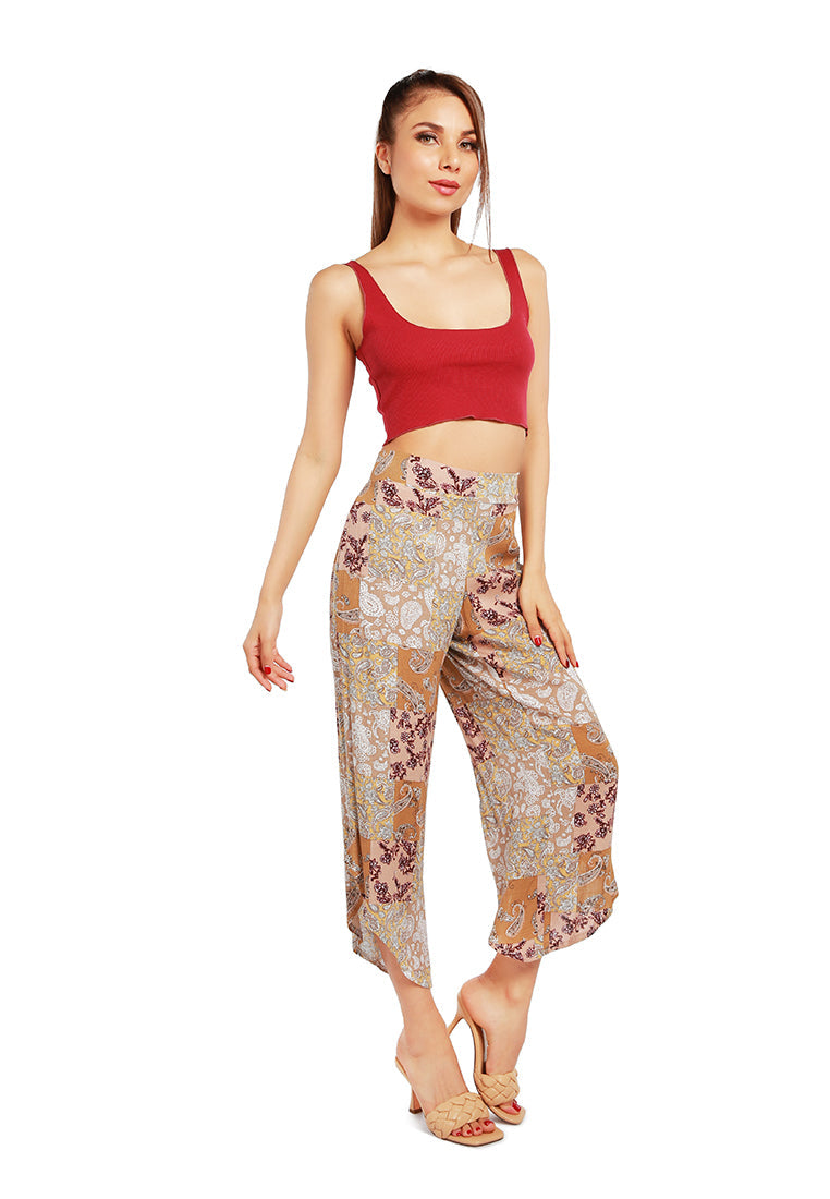 Floral Patchwork Print Pants