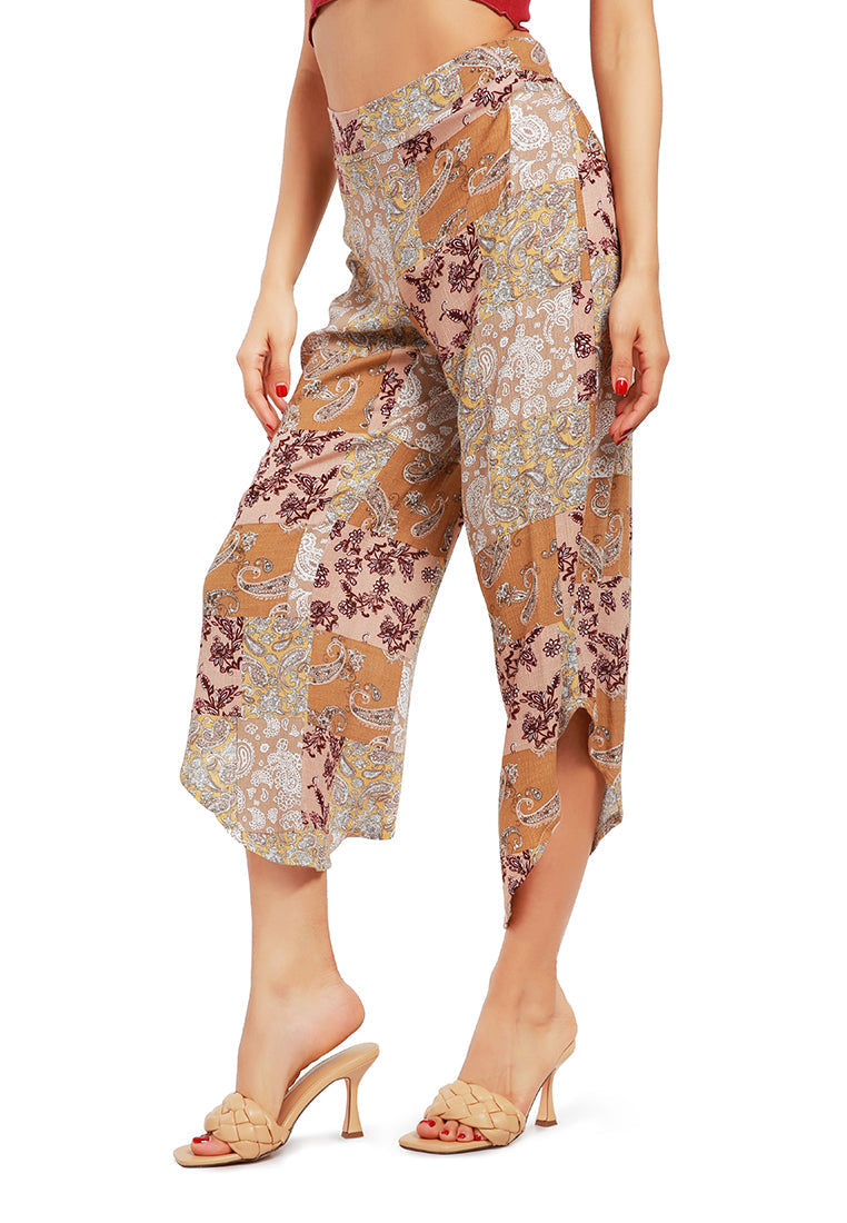 Floral Patchwork Print Pants