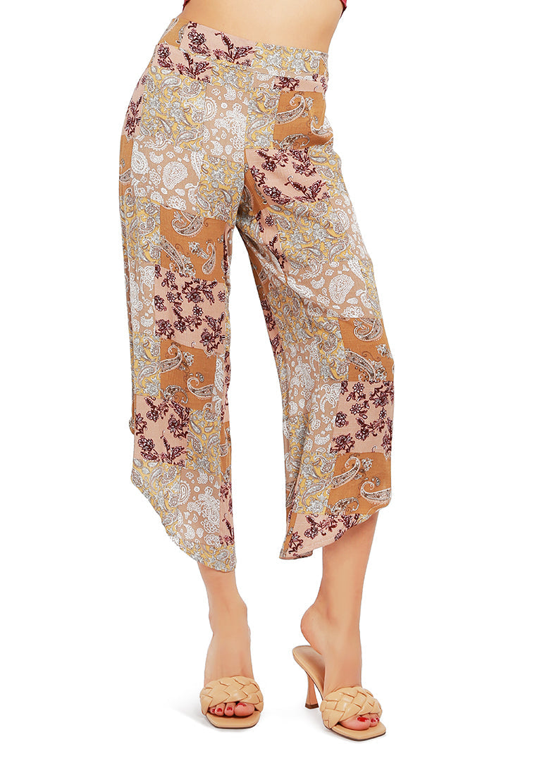 Floral Patchwork Print Pants