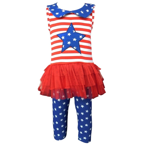 Big Little Girls' 4th of July Red White & Blue