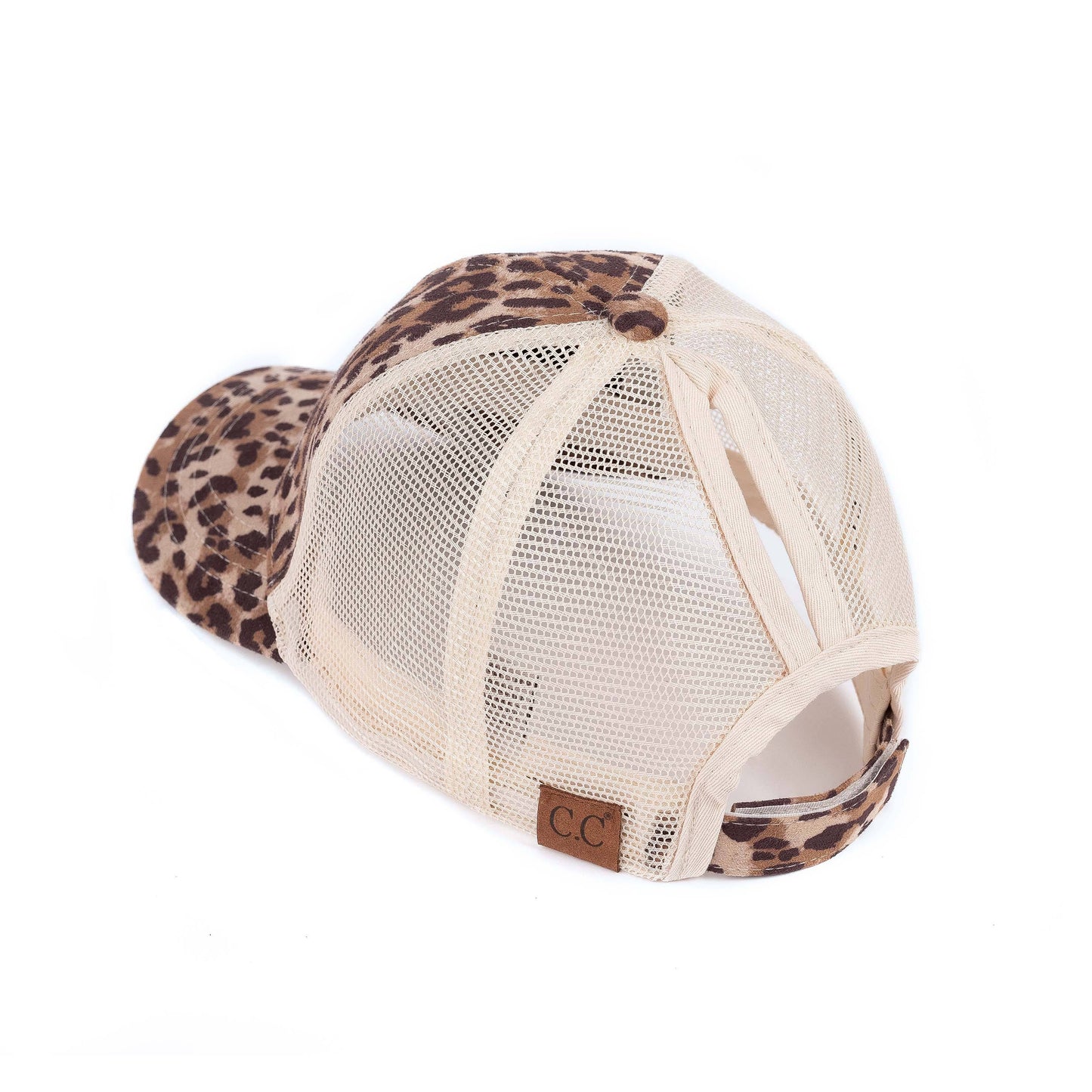 CC Faux Suede Leopard Hat Pony Cap and Criss Cross Multi Style