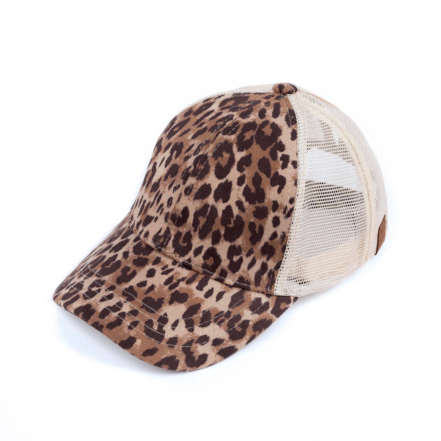 CC Faux Suede Leopard Hat Pony Cap and Criss Cross Multi Style