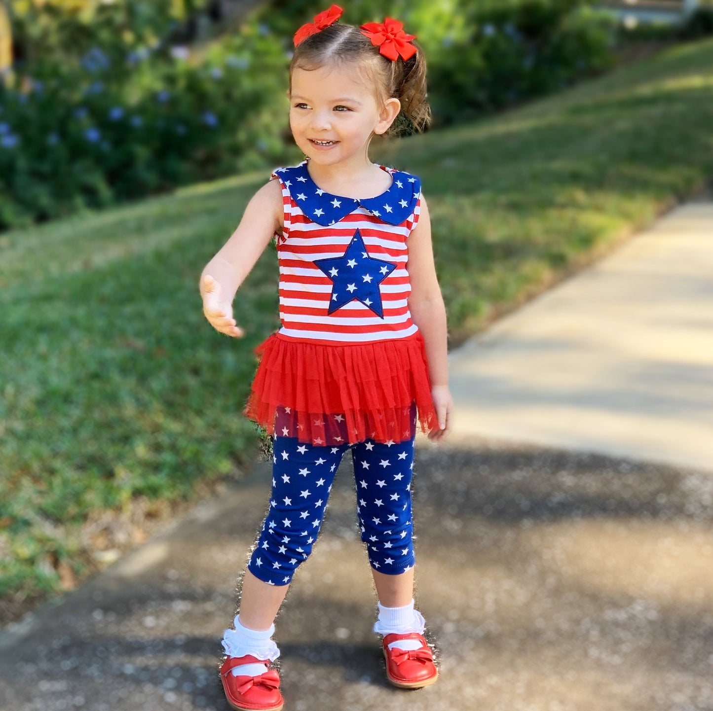 Big Little Girls' 4th of July Red White & Blue