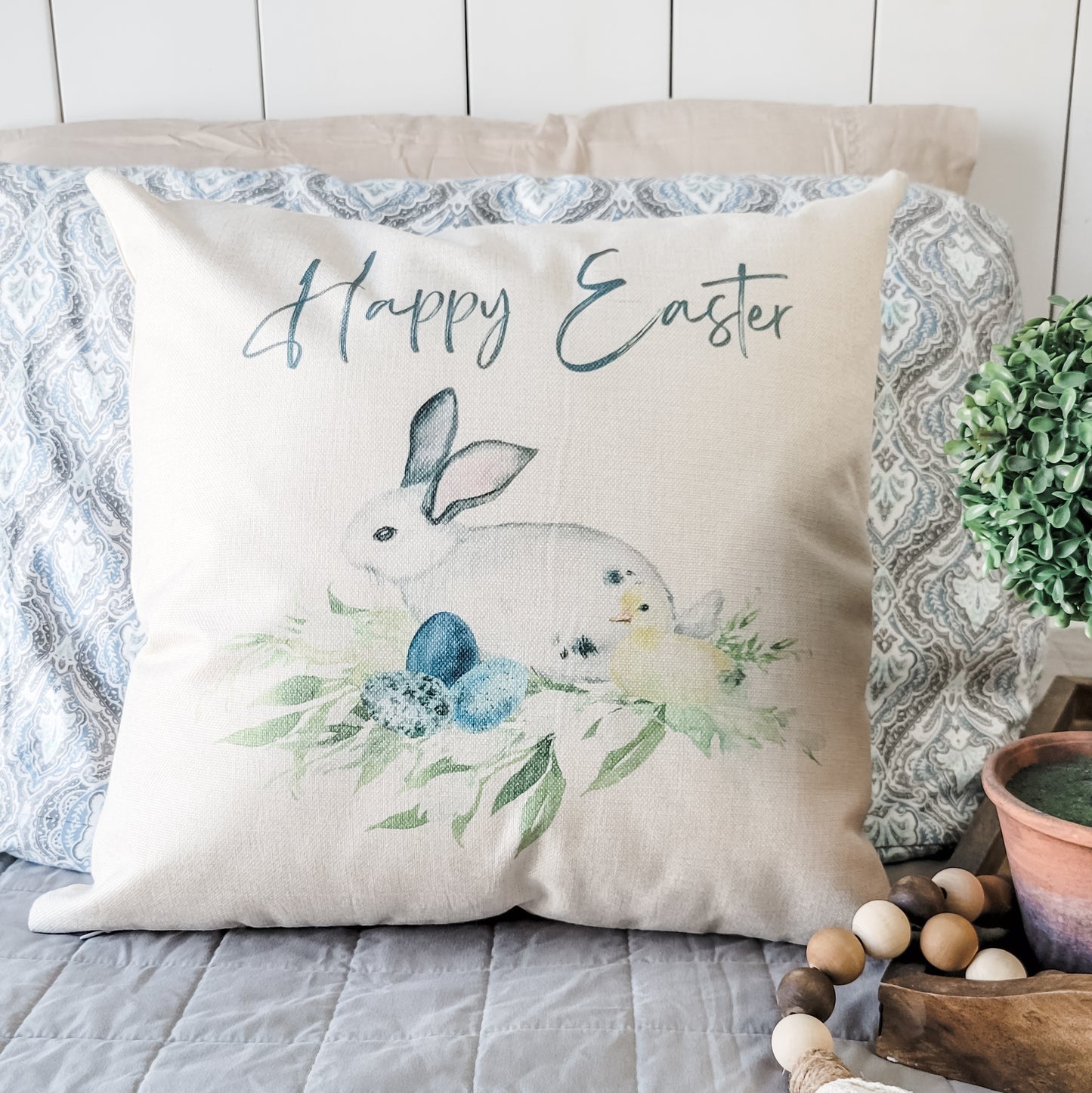 Happy Easter Bunny Pillow Cover