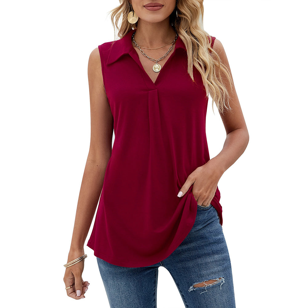 Women's Summer Tank Loose Fit Causal Polo Shirts