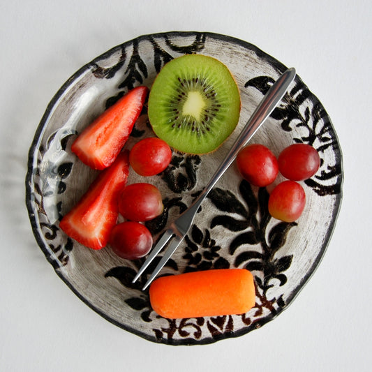 DAMASK Black Velvet Gilded Glass Canapé Plate