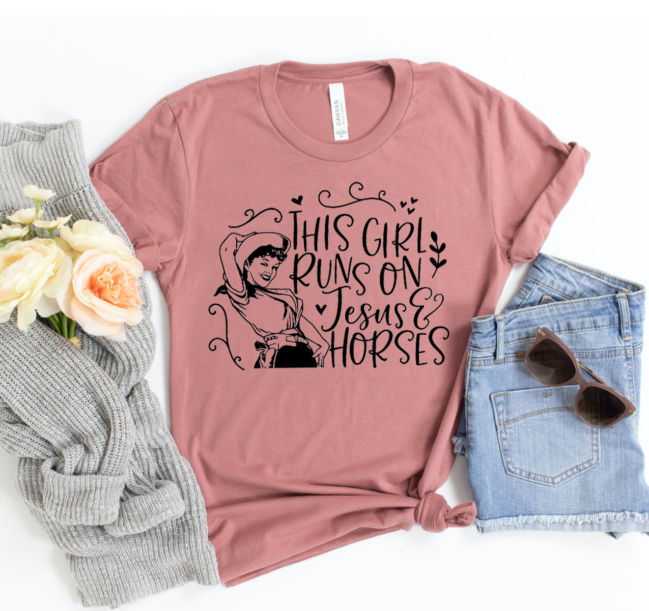 This Girl Runs On Jesus & Horses T-shirt