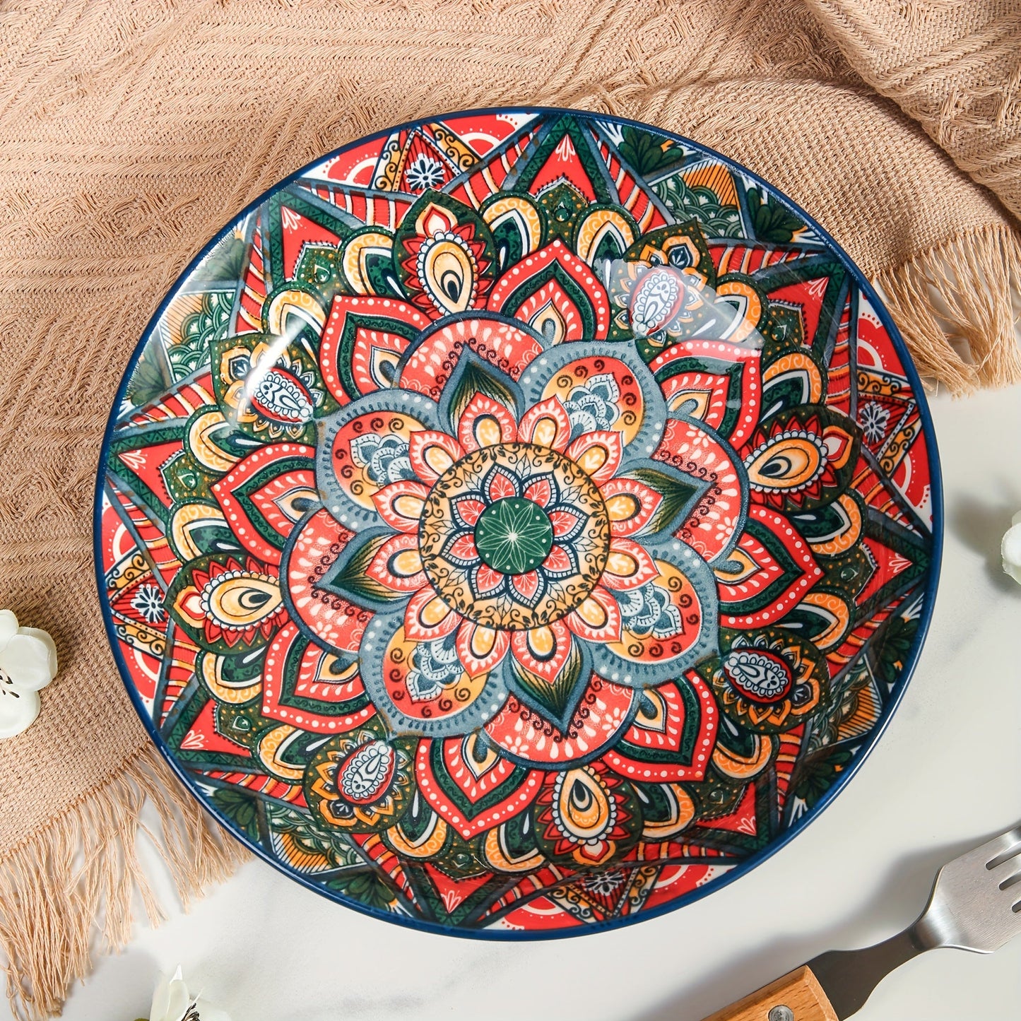 Bohemian Ceramic 8Inch Dinner Plates  Microwave Safe