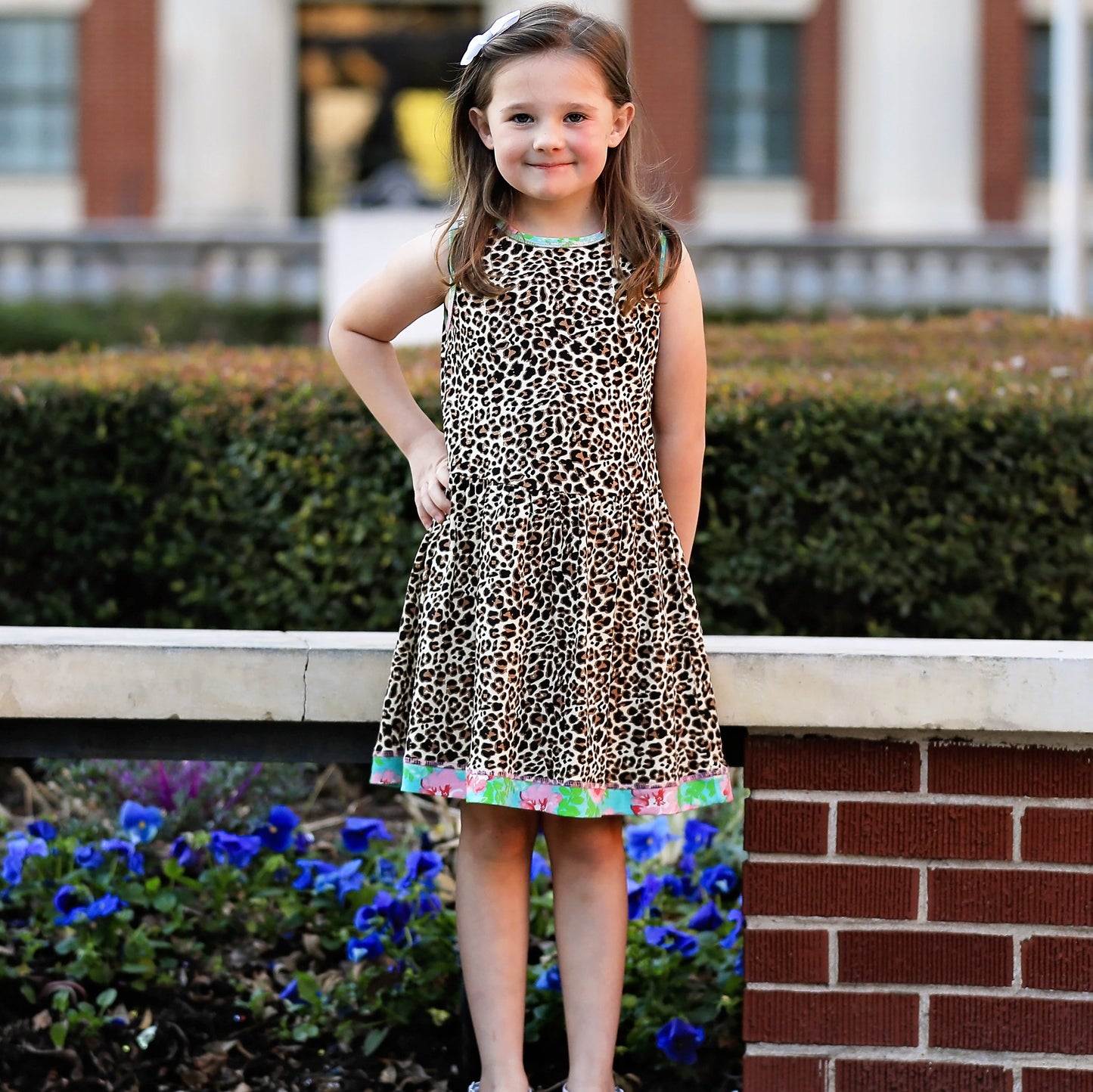 AnnLoren Little & Big Girls Spring Leopard Rose Floral Sleeveless