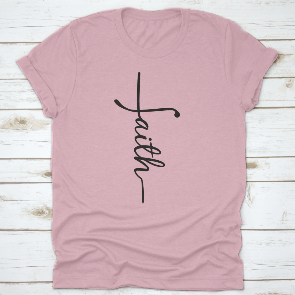 Faith Calligraphy Graphic In The Shape Of A Cross Design for T-Shirt