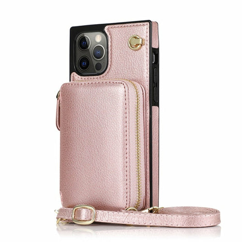 iPhone Zipper Wallet Case with Adjustable Crossbody Strap for iphone