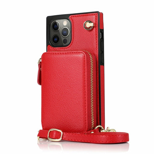 iPhone Zipper Wallet Case with Adjustable Crossbody Strap for iphone