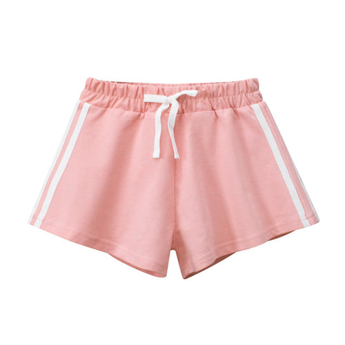 Baby Girl Solid Color Drawstring Design Casual Shorts In Summer