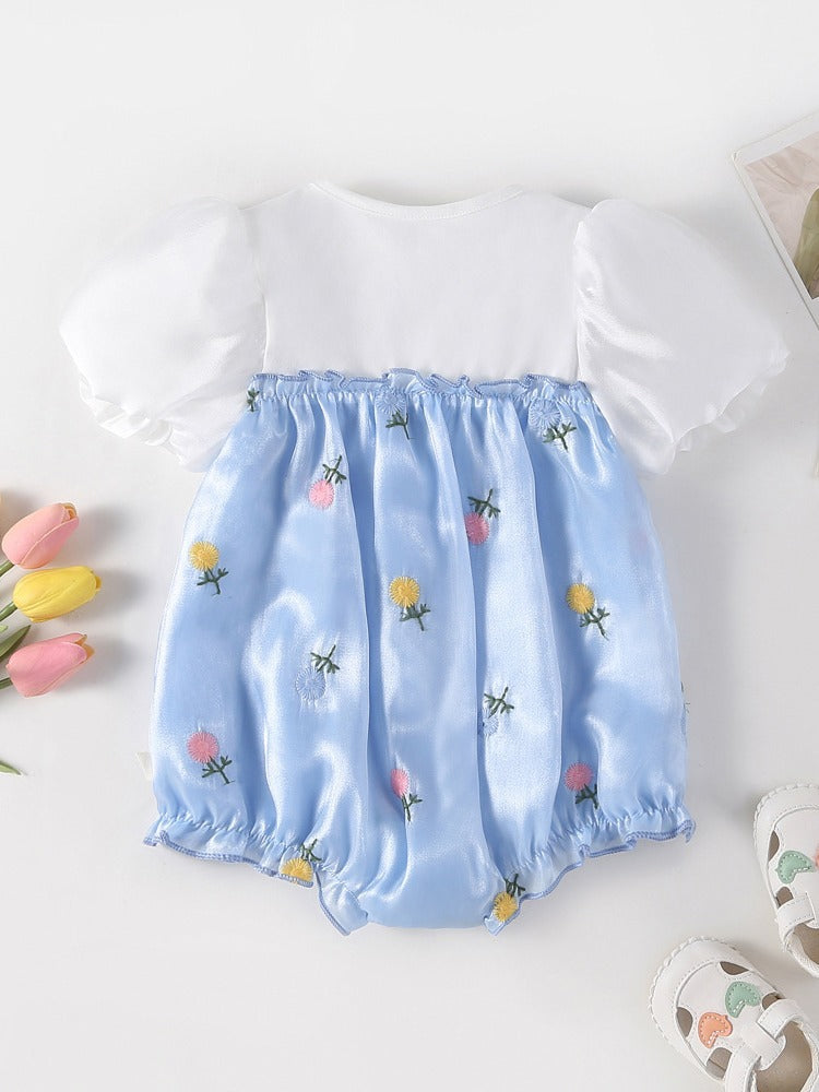 Summer New Arrival Baby Girls Floral Pattern Short Sleeves Big Bow