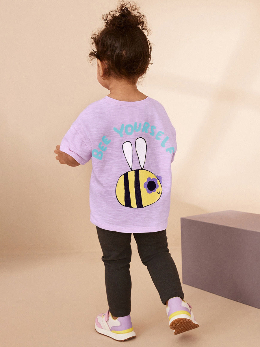 Summer Baby Kids Bees Cartoon Pattern T-shirt and Shorts 2-Piece