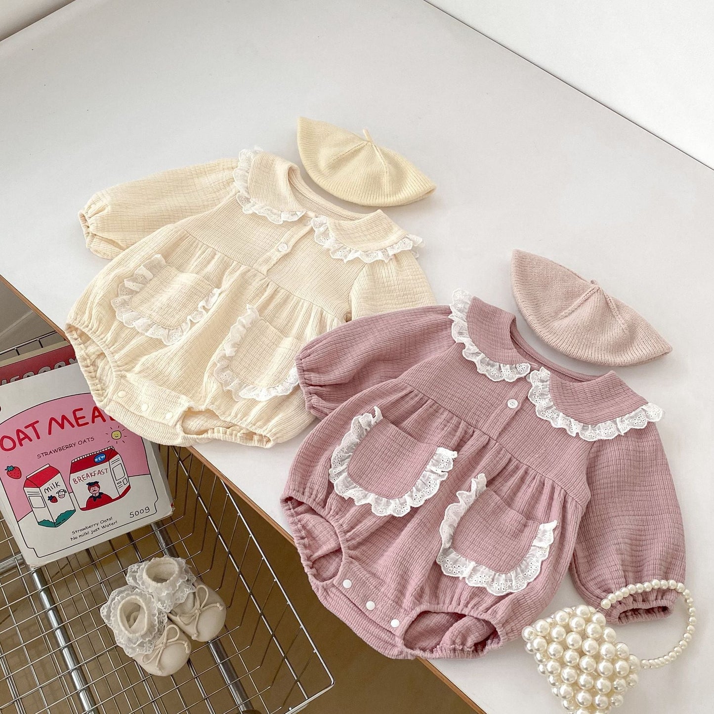 Spring Arrival Baby Girls Long Sleeves Peter Pan Collar Pocketed