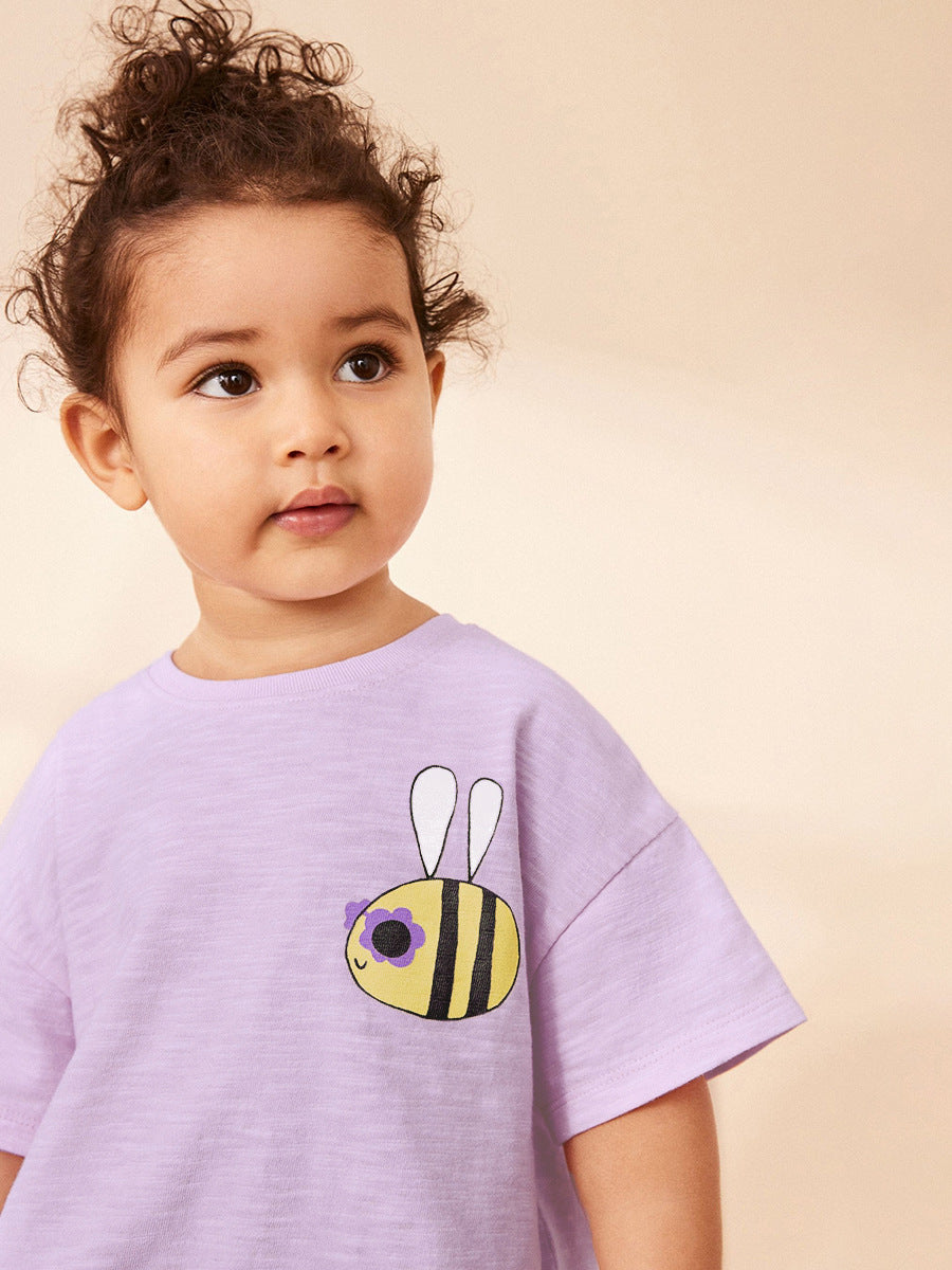 Summer Baby Kids Bees Cartoon Pattern T-shirt and Shorts 2-Piece