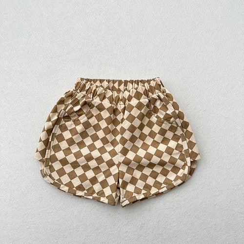 Summer New Arrival Unisex Argyle Geometric Pattern Cotton Shorts