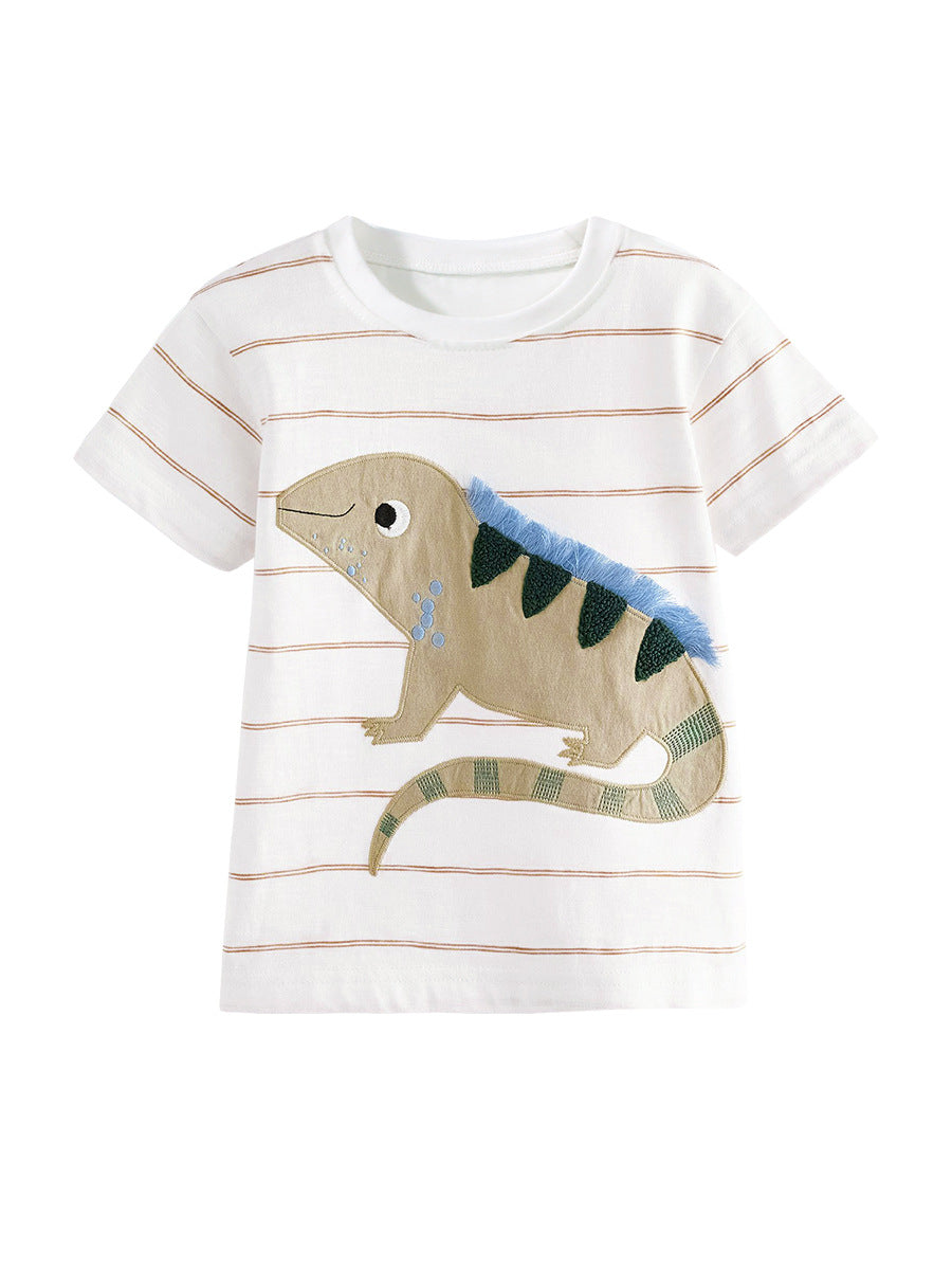 Kids’ Animals Cartoon Pattern Short Sleeves T-shirt in European and