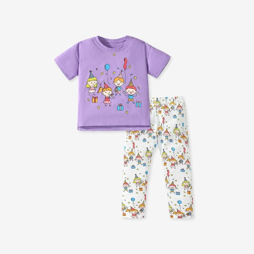 Summer Baby Kids Cartoon Pattern T-shirt and Pants 2-Piece Clothing