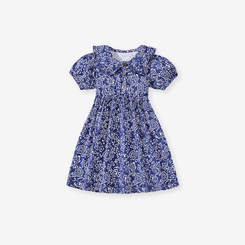 Summer Floral Dress for Girls, European and American Vintage Flowers