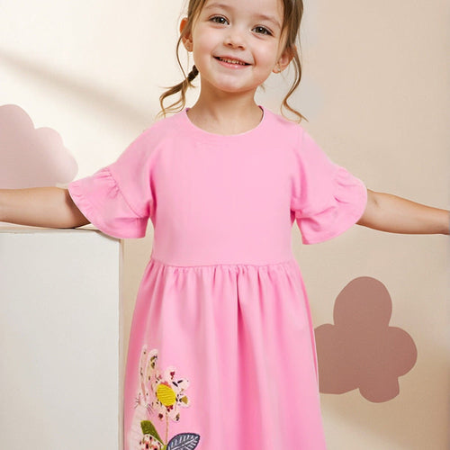 Summer Pink Dress for Girls, European and American Cute Animals