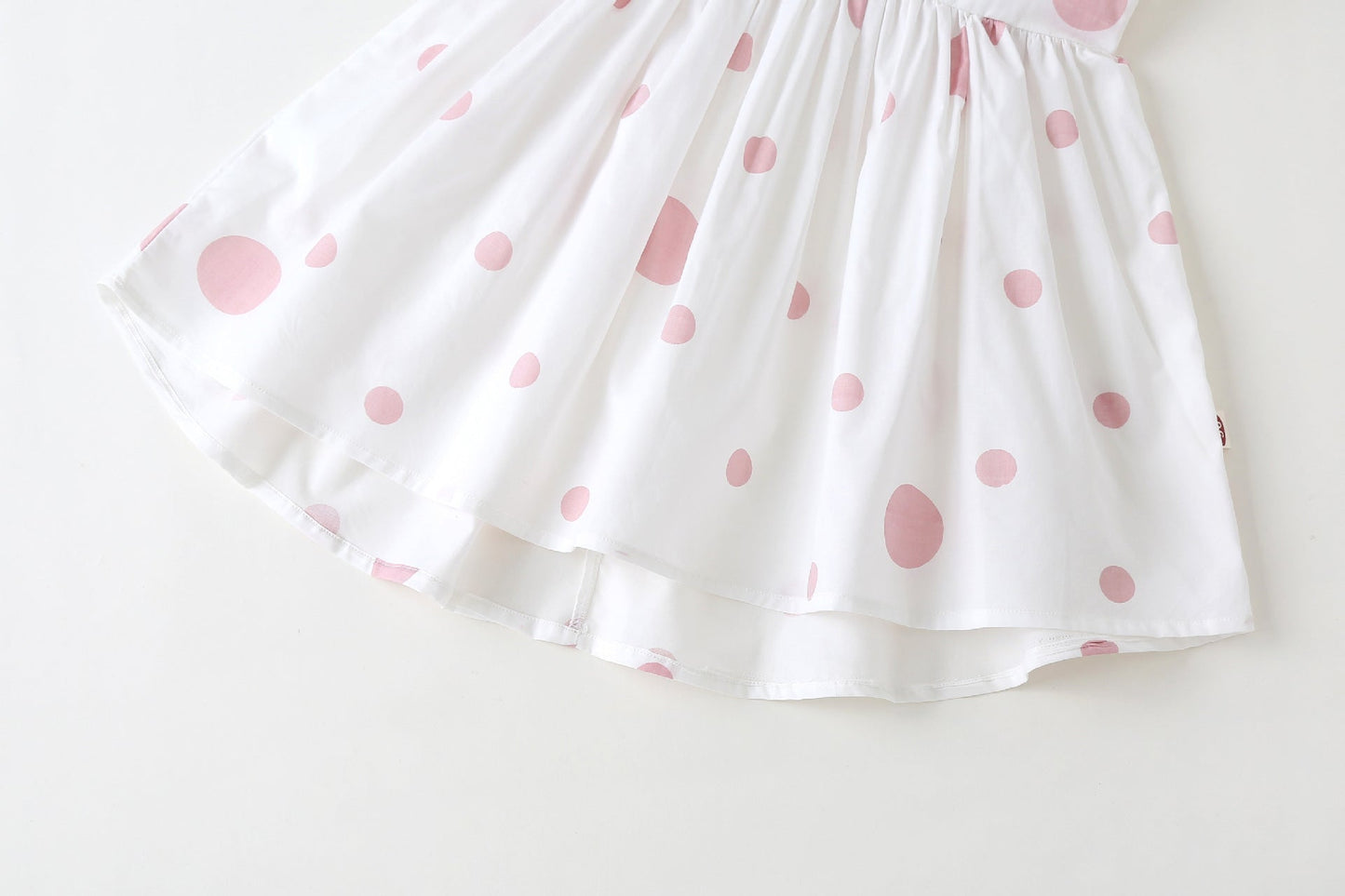 Baby Girls Polka Dot Pattern Sleeveless Round Collar Dress With Bow